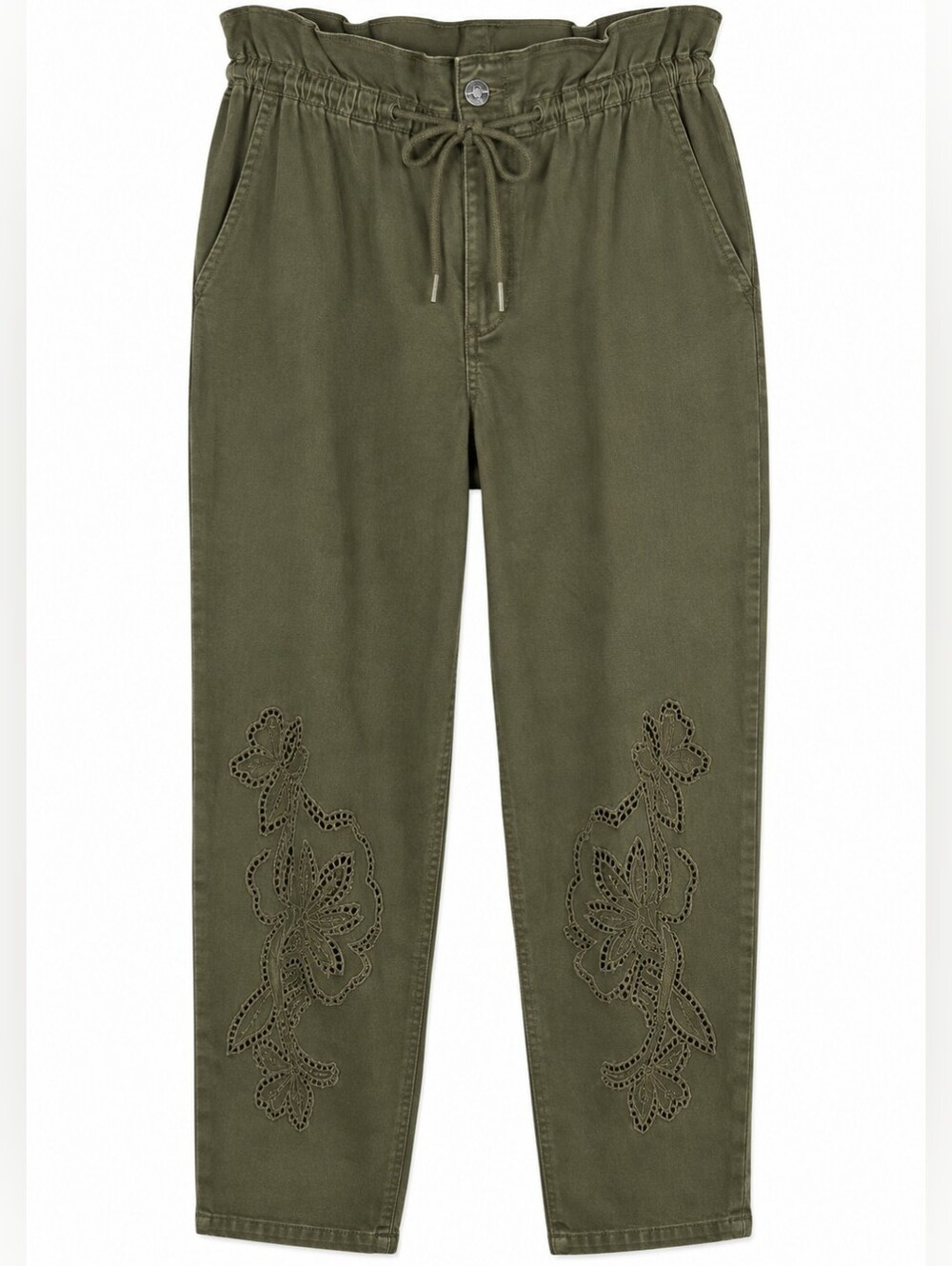 Future Collective Jenny K. Lopez Olive Green Embroidered Pants NWT 12 Utility